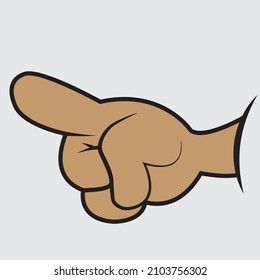cartoon hand with grey background.