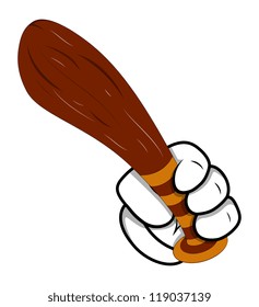 Cartoon Hand Holding Base Bat - Vector Illustration