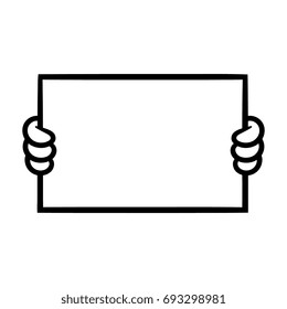 Cartoon Hand Holding Blank Sign Vector Illustration