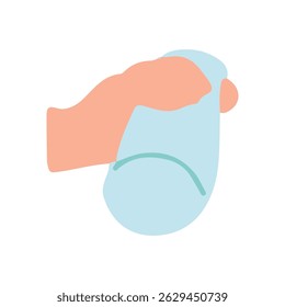 cartoon hand holding bottle design . flat design