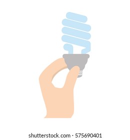 cartoon hand holding bulb saving energy light vector illustration eps 10