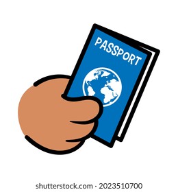 Cartoon Hand Holding Passport Illustration