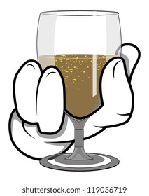 Cartoon hand - Holding Wine Glass - Vector Illustration