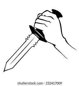 Cartoon hand with knife