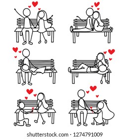 cartoon hand line drawing love character couple