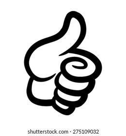 Cartoon Hand Making Positive Thumbs Up Gesture