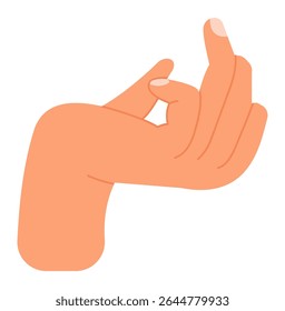 Mão de desenho animado fazendo um pequeno gesto com dedo indicador e polegar, isolado no fundo branco, ideal para conceitos relacionados a pequenas quantidades ou precisão