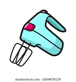cartoon hand mixer vector blue color, with pink button