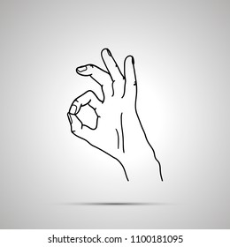 Cartoon hand in OK gesture, simple outline icon