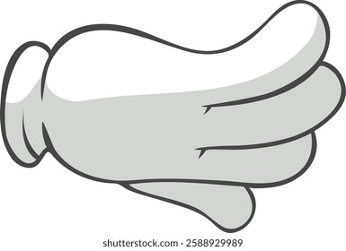 Cartoon hand with an open palm, displaying a gesture of asking or receiving, isolated against a clean white background, conveying nonverbal communication and body language