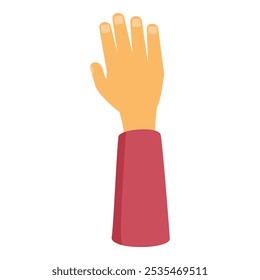 Cartoon hand with open palm showing five fingers raised up