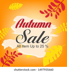 Cartoon hand painted simple yellow color, autumn leaf falling discount season sale promotion.