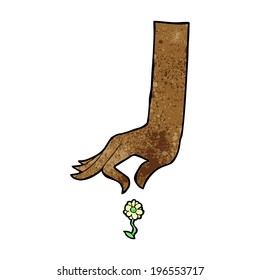 flor de recolección a mano de dibujos animados