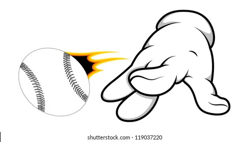 Cartoon Hand - Playing Ball  - Vector Illustration