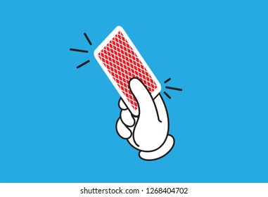 Cartoon hand with playing card