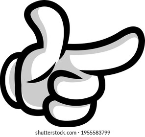 Cartoon Hand With Pointing Finger. Vector Illustration Isolated On White Background