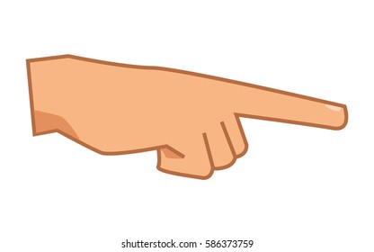 Cartoon hand pointing or pressing. Vector illustration