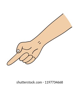 Cartoon hand pointing,Hand drawn,Vector,Illustrations.