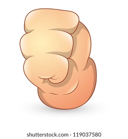 Cartoon Hand - Punch Threatening - Vector Illustration