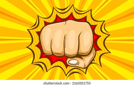 Cartoon hand punch vector illustration