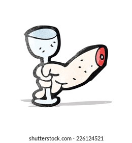 cartoon hand raising glass of wine