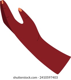 Cartoon hand reaching out, open palm gesture, isolated on white. Help, assistance, or support concept vector illustration.
