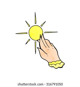 cartoon hand reaching for sun