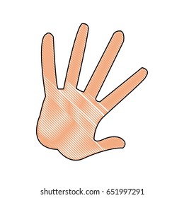 cartoon hand showing the five fingers vector illustration