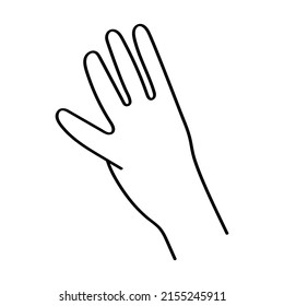 Cartoon hand showing number 4 outline illustration. svg