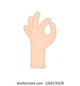 Cartoon hand showing OK. Vector illustration