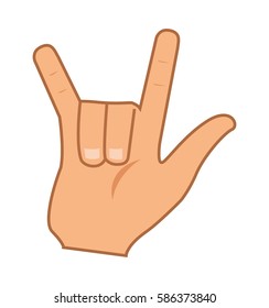 Cartoon hand showing Sign of the horns. Vector illustration isolated