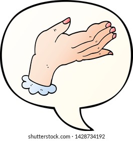 cartoon hand with speech bubble in smooth gradient style