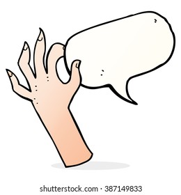 cartoon hand symbol with speech bubble