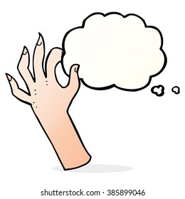 cartoon hand symbol with thought bubble