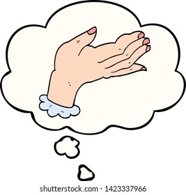 cartoon hand with thought bubble