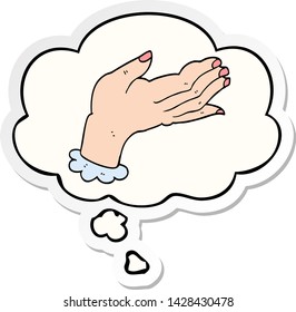 cartoon hand with thought bubble as a printed sticker