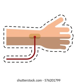 cartoon hand transfusion drop