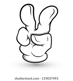 Cartoon Hand - Two Finger - Vector Illustration