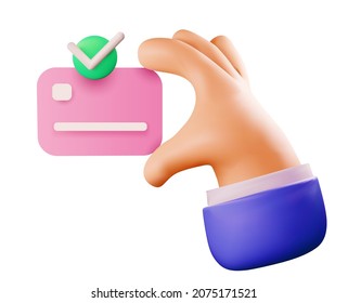 Cartoon hand using credit card for online payment or payment transaction or online mobile banking concept  isolated on white background. Vector illustration