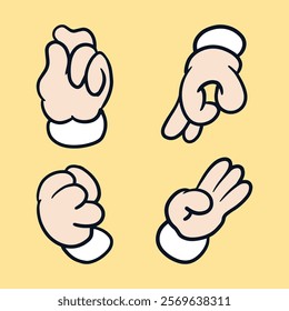 Cartoon hand vector set art illustration