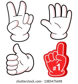 Cartoon hand vector set isolated on a white background.