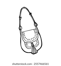 Cartoon of handbag with a tassel on it