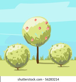 cartoon hand-draw garden