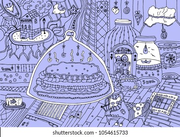 Cartoon hand-drawn doodles