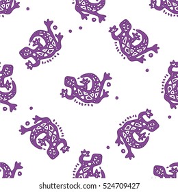 Cartoon hand-drawn doodles on the subject of Africa style theme seamless pattern. Vector trace background