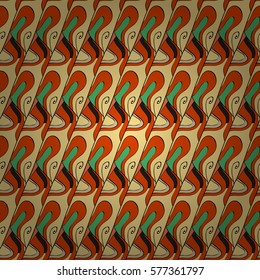 Cartoon hand-drawn doodles. Seamless pattern. Colorful detailed, with lots of objects vector background. Radial gradient shadow.