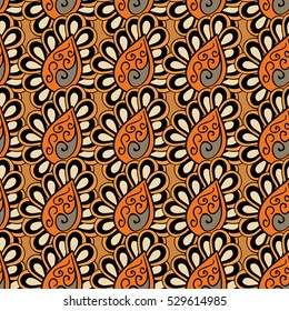 Cartoon hand-drawn doodles.Seamless pattern. Colorful detailed, with lots of objects vector background