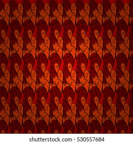 Cartoon hand-drawn doodles.Seamless pattern. Colorful detailed, with lots of objects vector background. Red.
