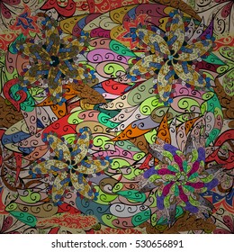 Cartoon hand-drawn doodles.Seamless pattern. Colorful detailed, with lots of objects vector background