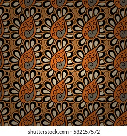 Cartoon hand-drawn doodles.Seamless pattern. Colorful detailed, with lots of objects vector background